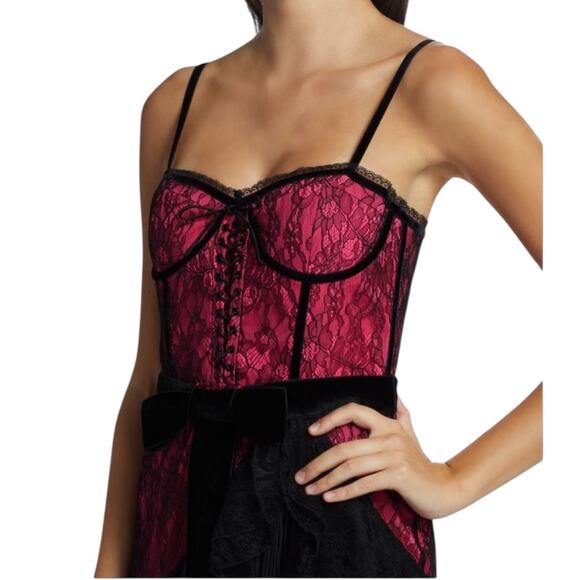 Alice + Olivia Black by stacey bendet Chantil Lace Corset Mini Dress - Sz 2 - Picture 4 of 11